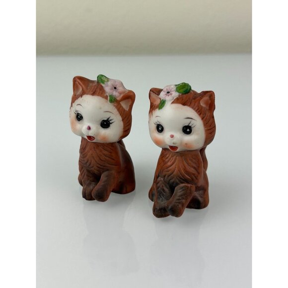 Vintage Anthropomorphic Brown Cats Set of 2 Salt & Pepper Shakers Korea Cute - Picture 12 of 16